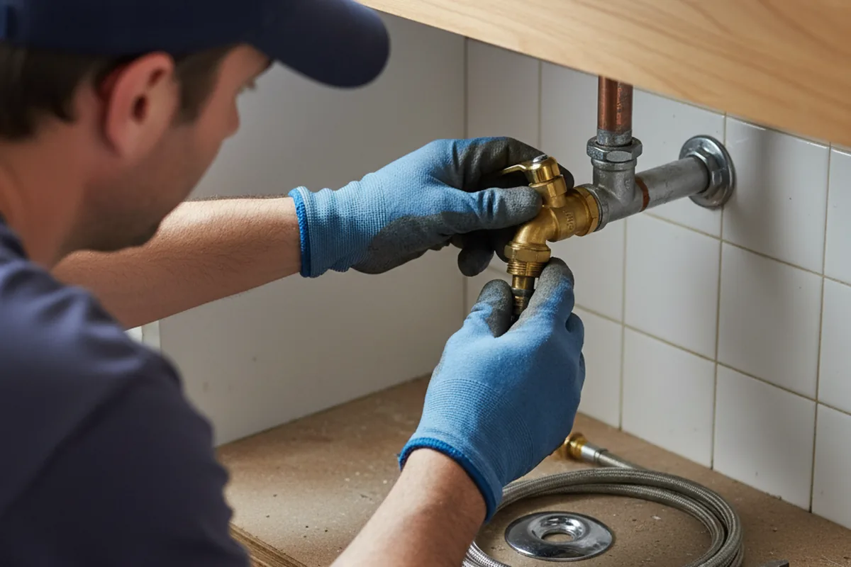 Shutoff valve and fitting work during Emergency Plumbing in Seville
